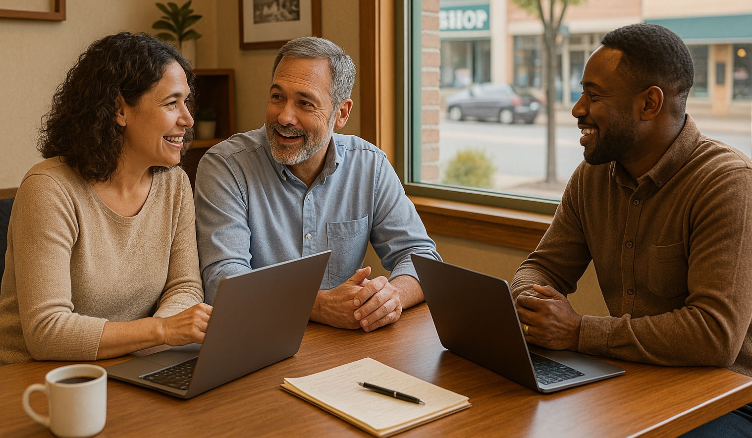 Professional advisors collaborating with clients on financial matters