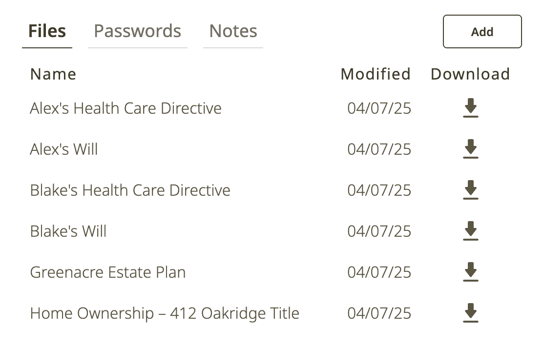 A screenshot of the app showing joint ownership of an account and two primary beneficiaries